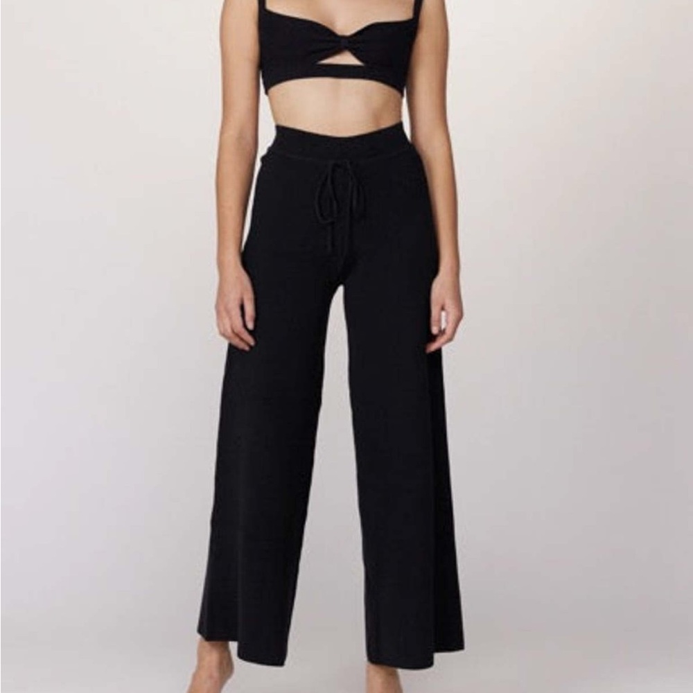 Live the Process Baja Wide Leg Pants black knit loungewear